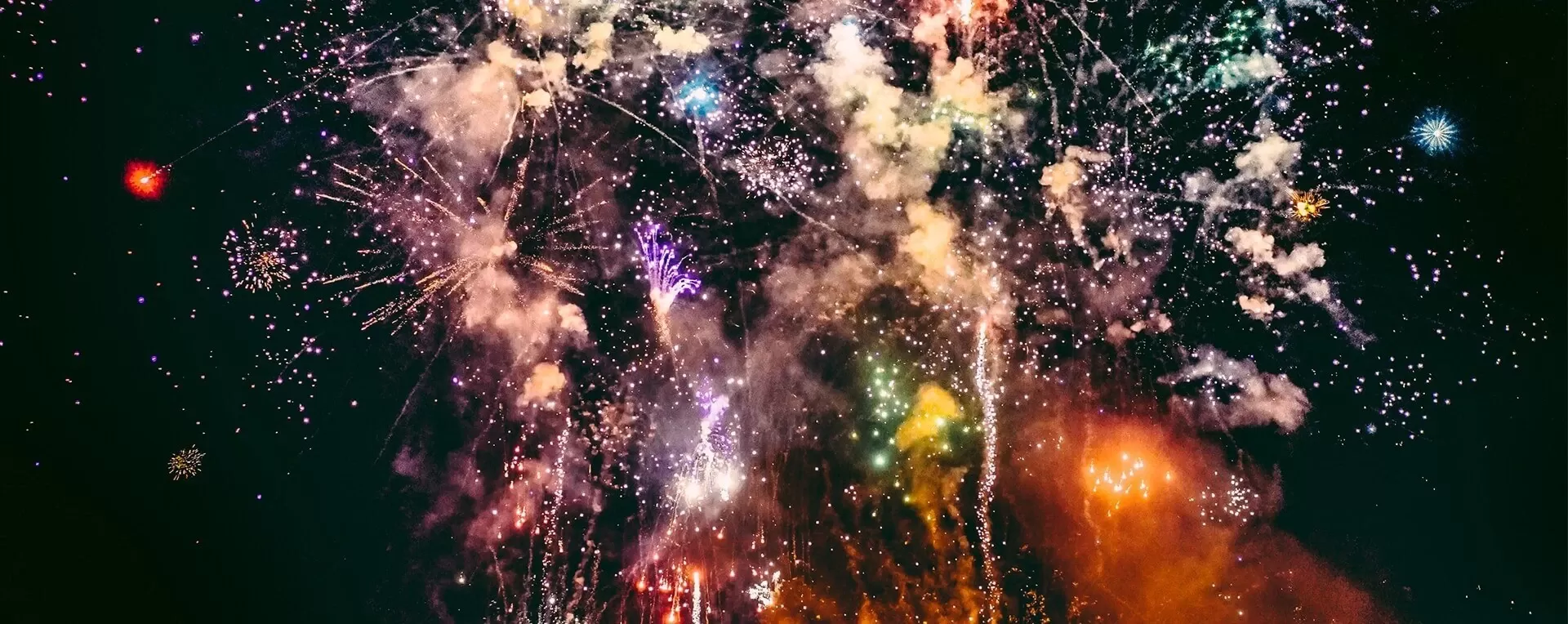 Colorful fireworks in black sky