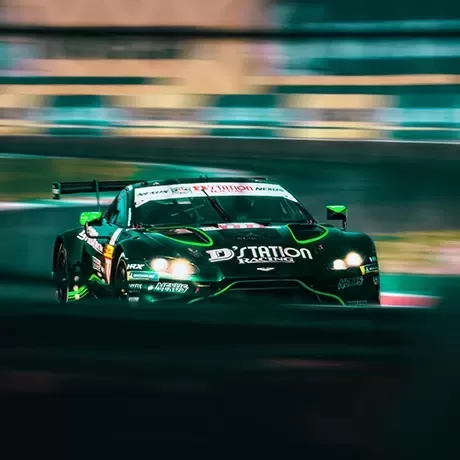 Aston Martin F1 racing car in action