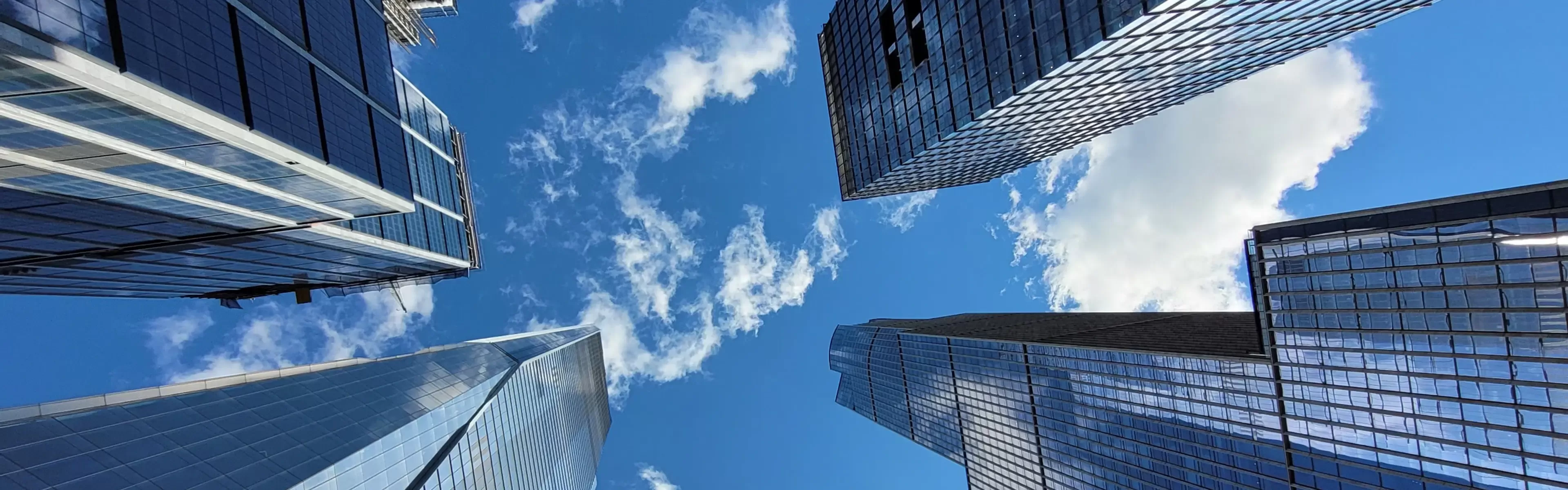 Looking up at a skyscraper