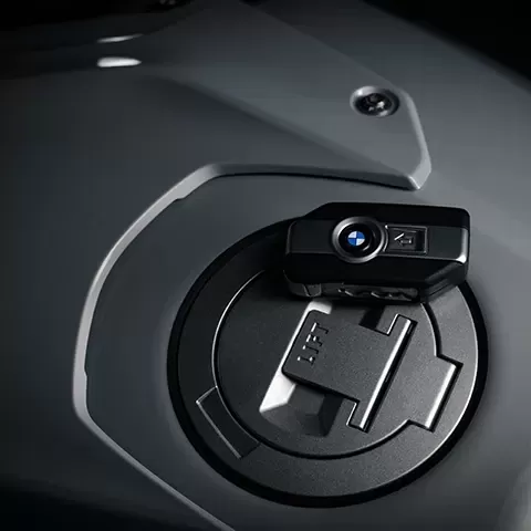 Close up image of BMW cup holder with keys