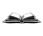 An open book with its pages fanned out, displayed against a solid black background.