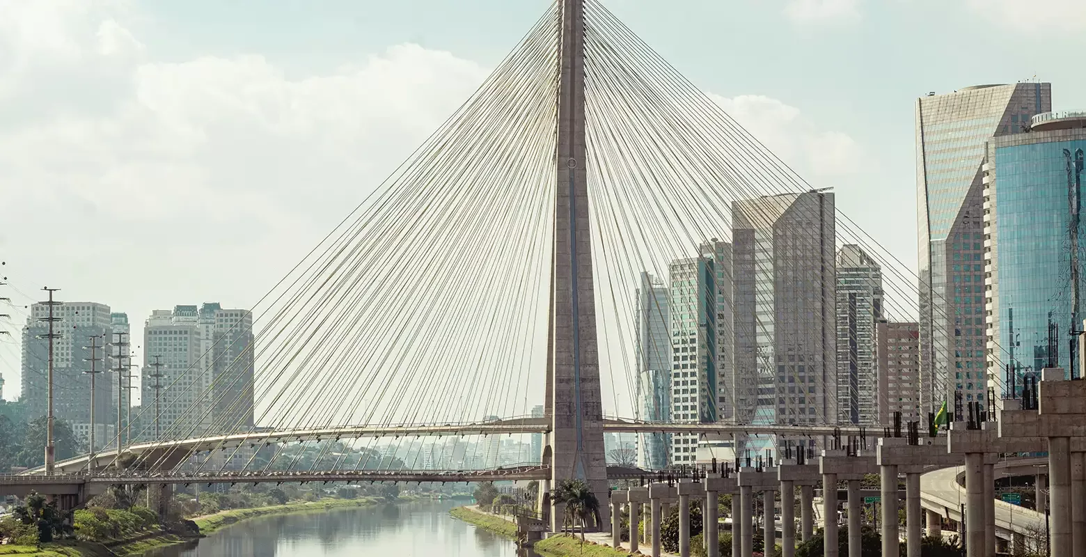 View of beautiful bridge Ponte Octávio Frias de Oliveira in São Paulo, Brazil