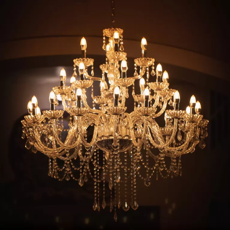 Dim light hanging chandelier