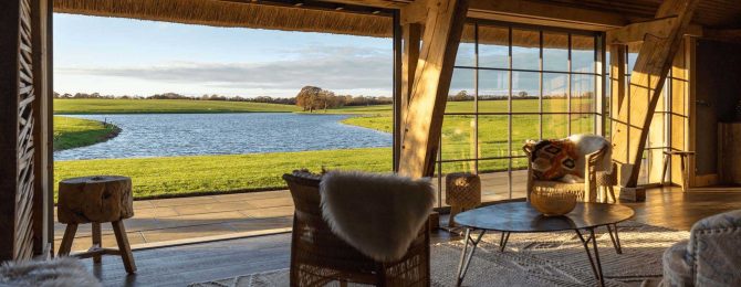 Beautiful light room looking onto water