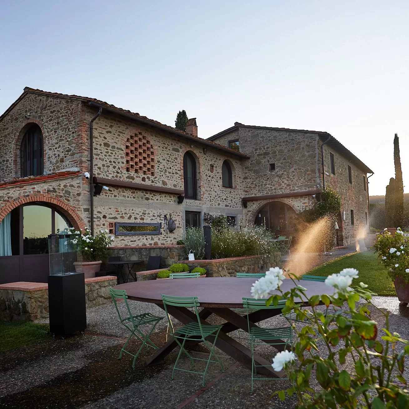 Exterior of beautiful farm house with garden in Casetta, Tuscany