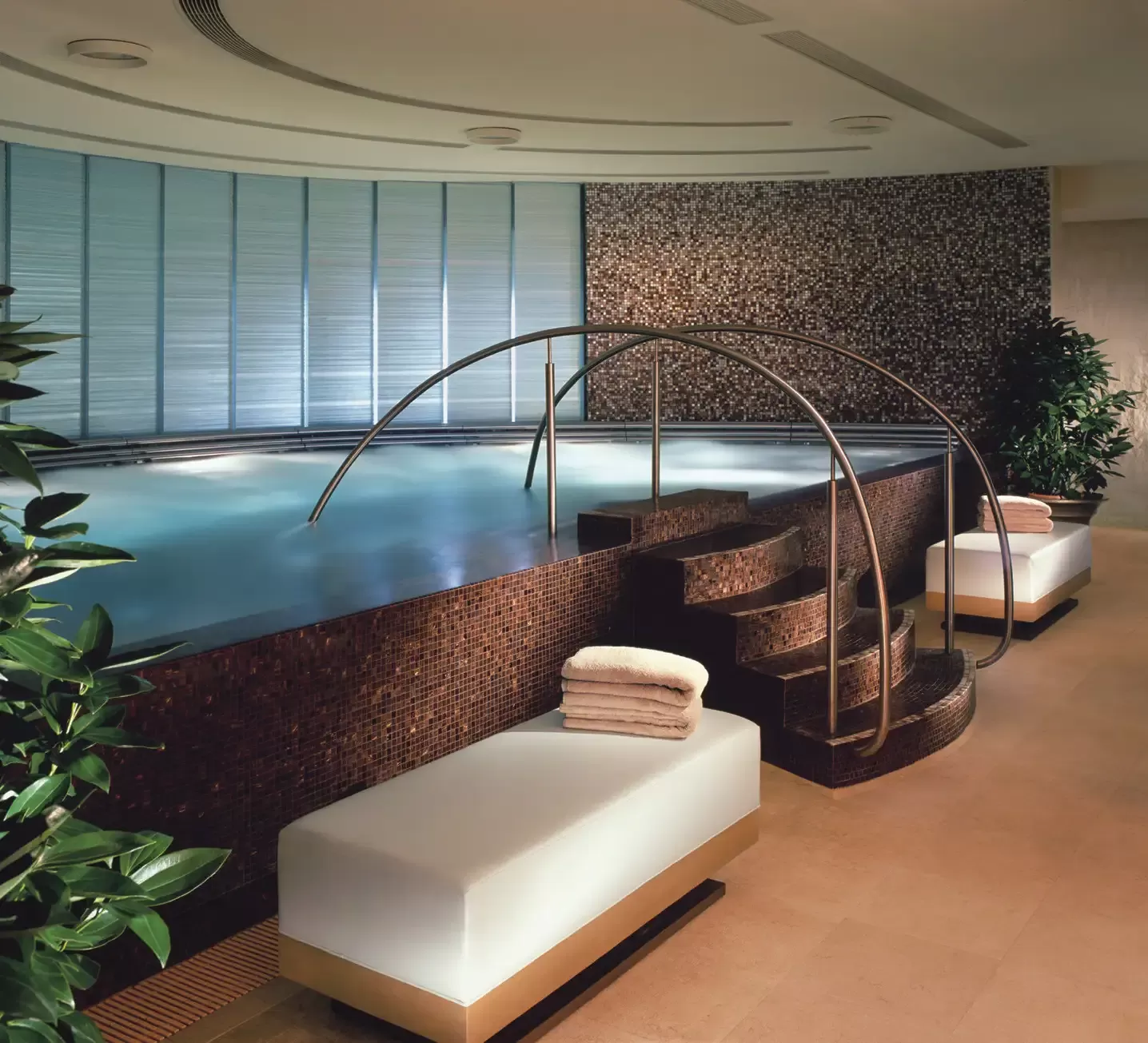 Inside luxury indoor spa pool