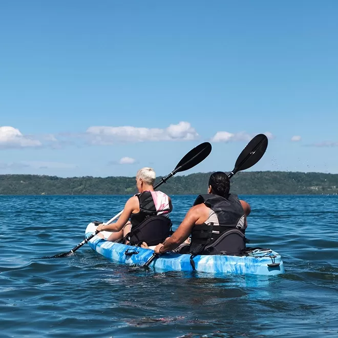 Two people kayaking in the sea in Costa Rica