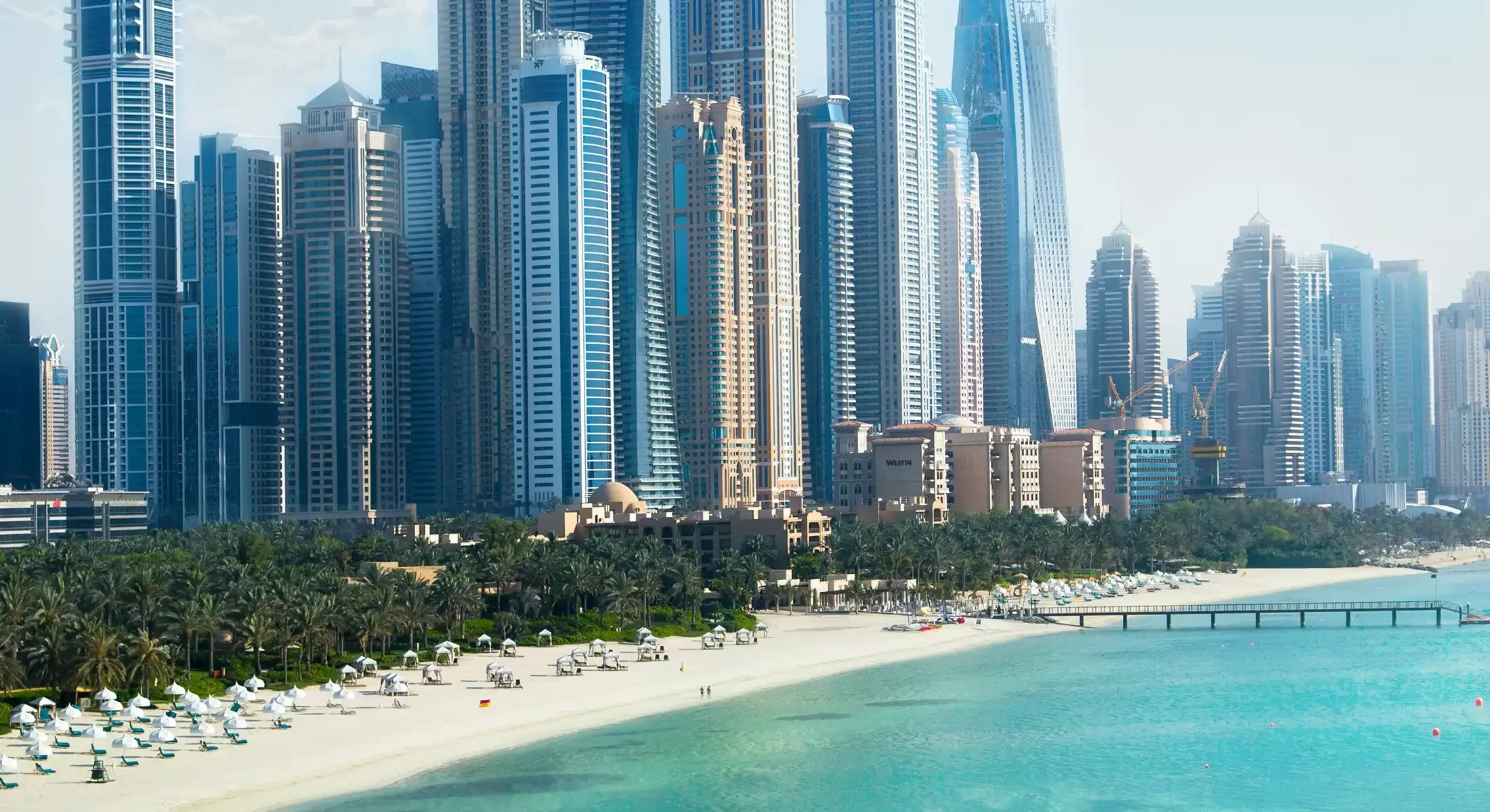 Dubai beach with view of the city