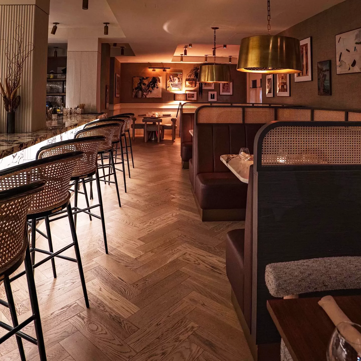 Interior of modern European cocktail bar, Le Salon Cocktail Bar & Lounge, Tribeca, New York