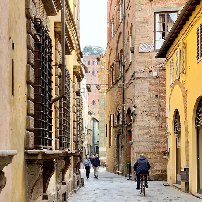 Quaint street in Lucca, Tuscany, Italy