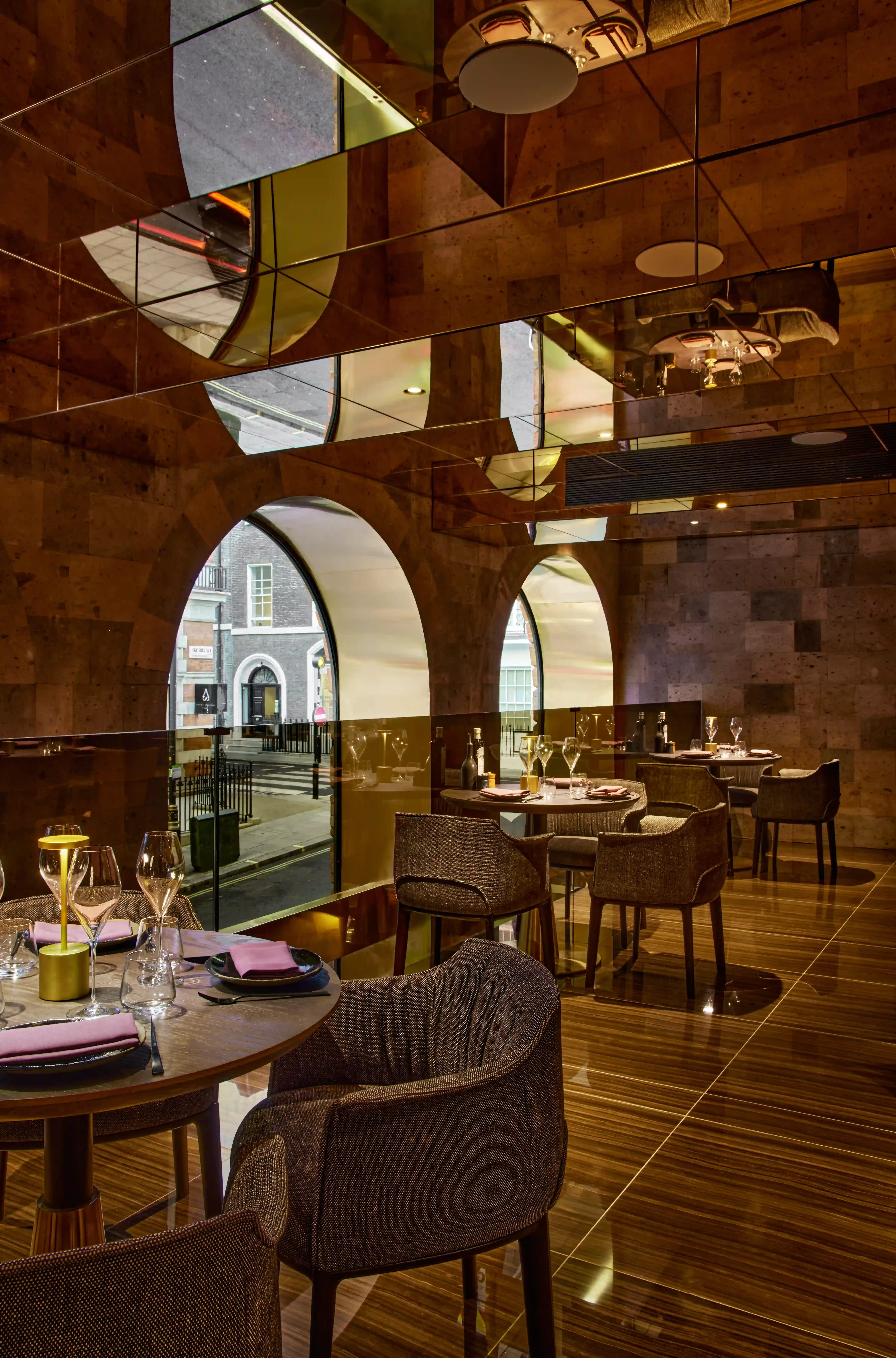 Corner of luxury interior of restaurant Lusin