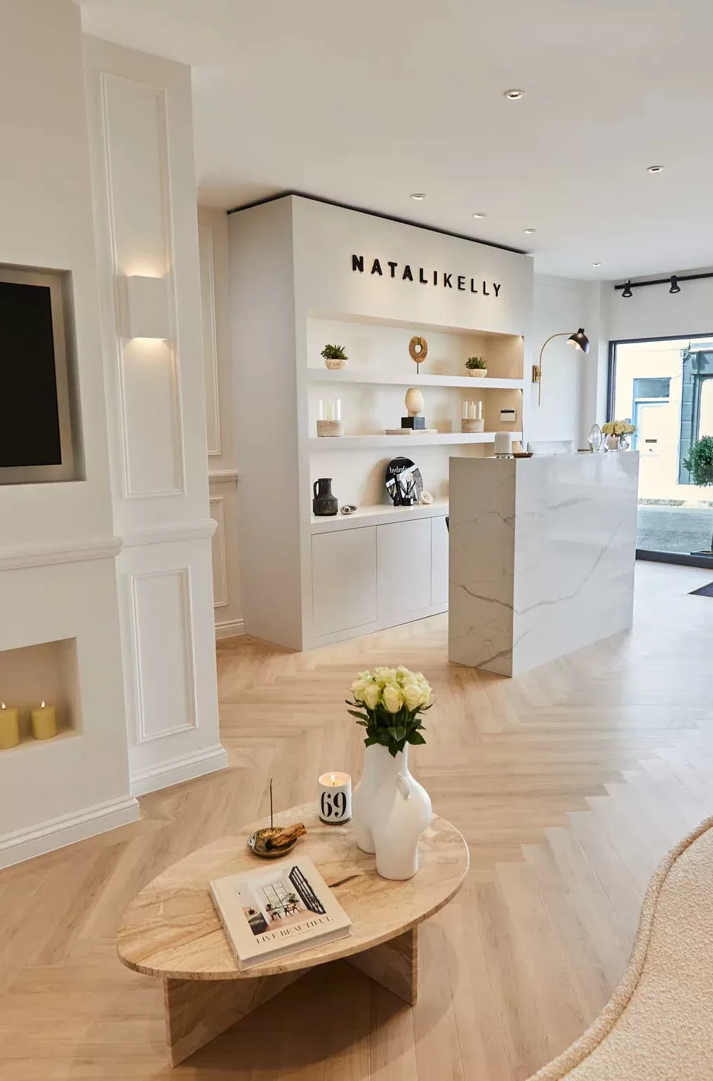 Clean chic interior of Natali Kelly clinic