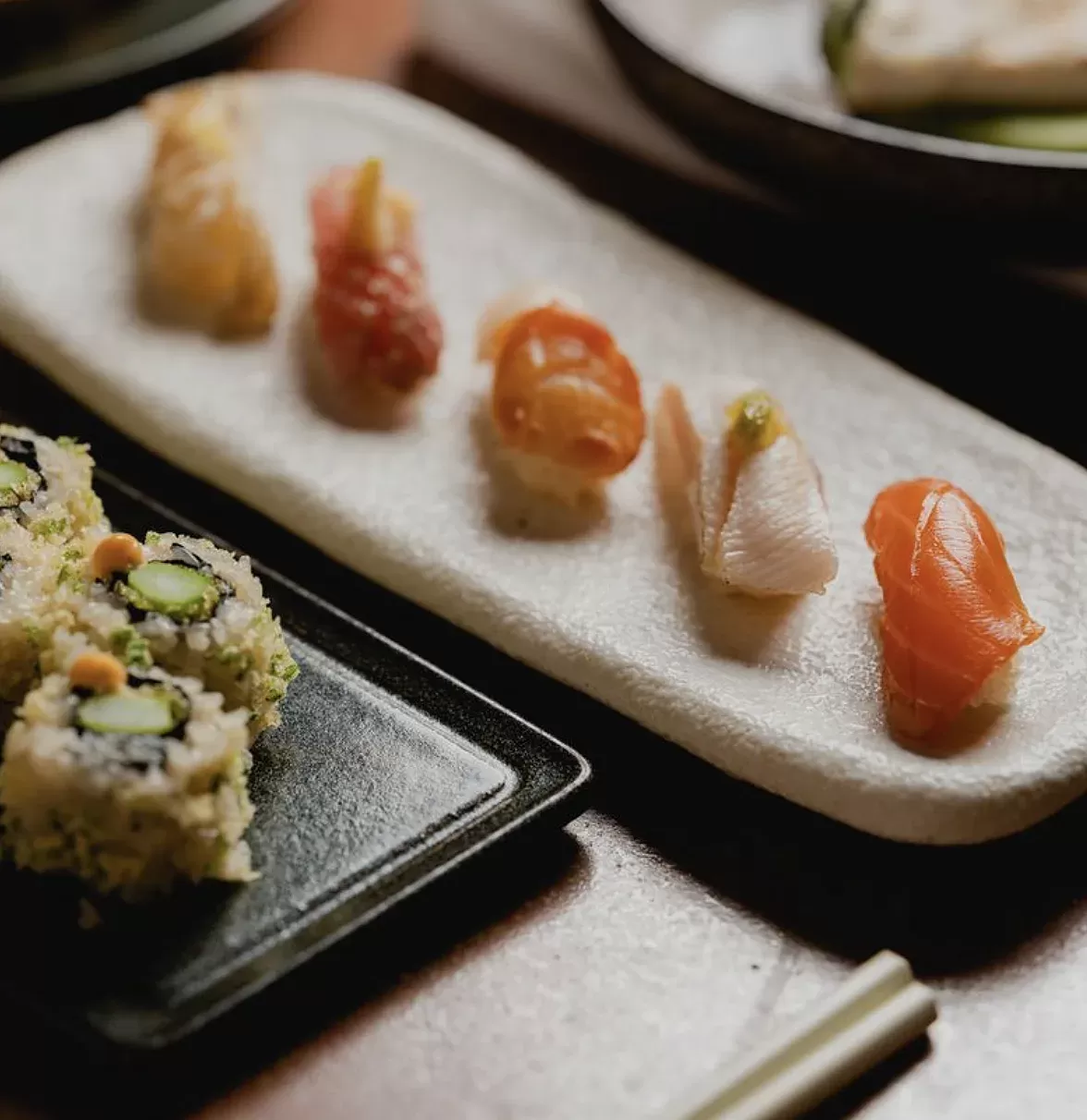 Selection of sushi at Sachi, London