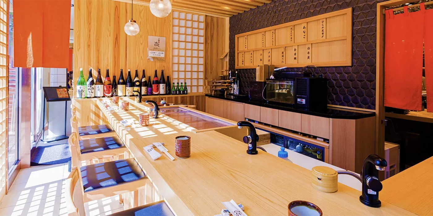 Large sushi kitchen made out of wood