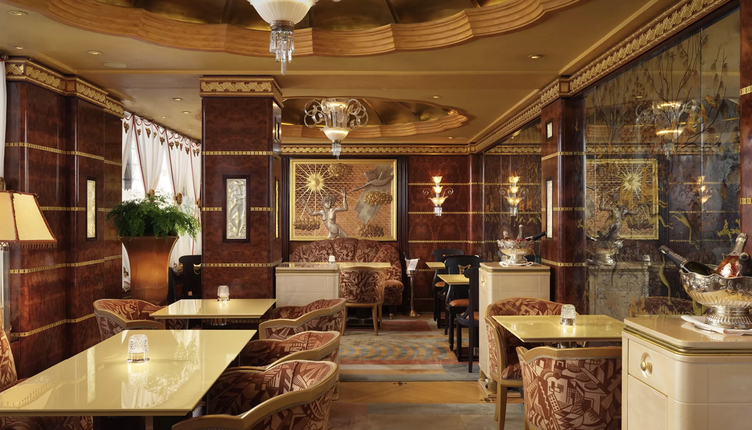 Luxurious gold tone interior at The Rivoli Bar, at The Ritz, Mayfair, London