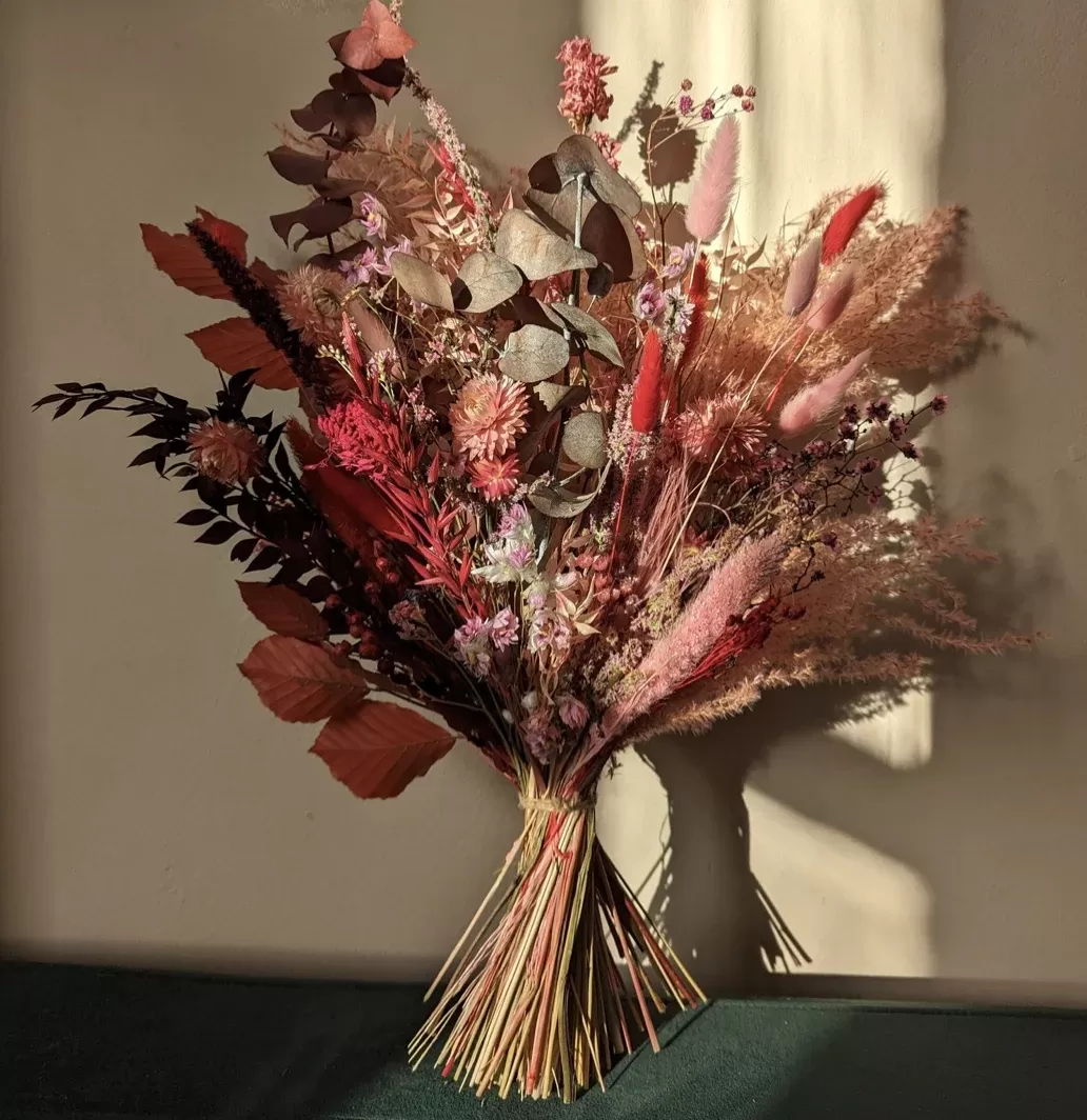 Colourful bouquet of dried flowers at Wallflower florists