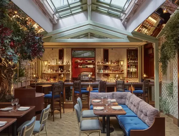 Luxury restaurant interior of new restaurant Il Gattopardo in London, Mayfair