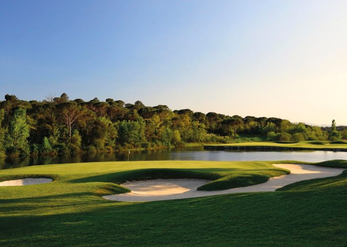 Golf course and lake at Hotel Camiral, PGA Catalunya
