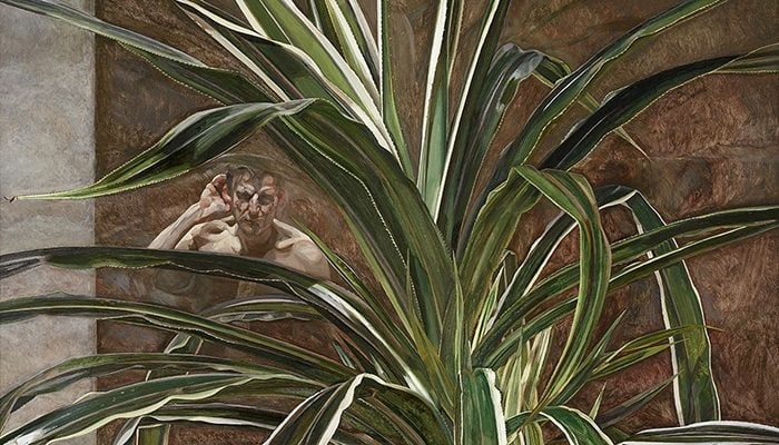 Interior with plant painting by Lucian Freud