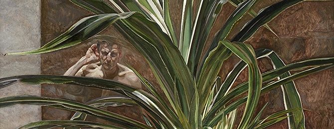 Interior with plant painting by Lucian Freud