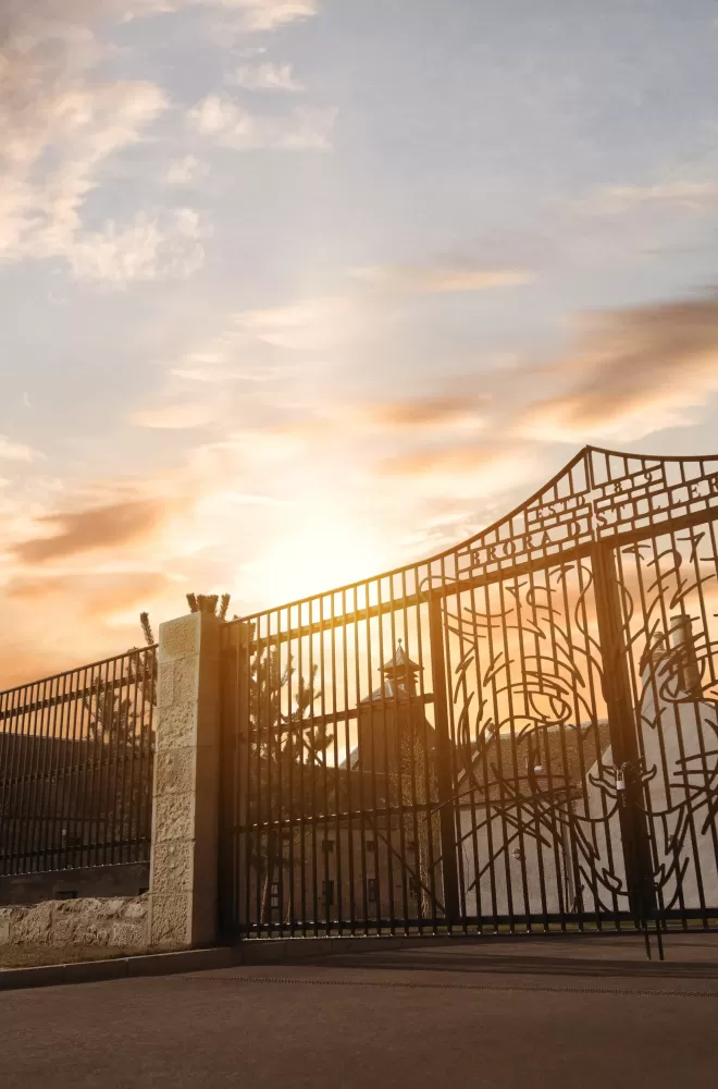 Gated entrance to Brora Distillery, Highlands