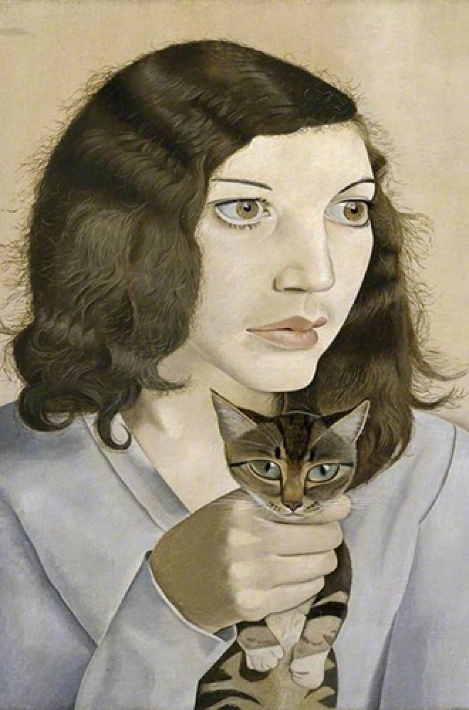 Girl with a kitten painting by Lucian Freud