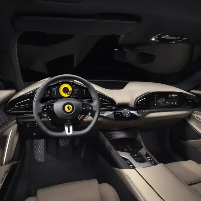 Inside front interior of Ferrari Purosangue