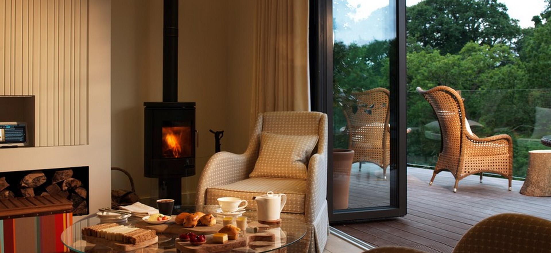 Chewton Glen Lobby Seating Fireplace Balcony England