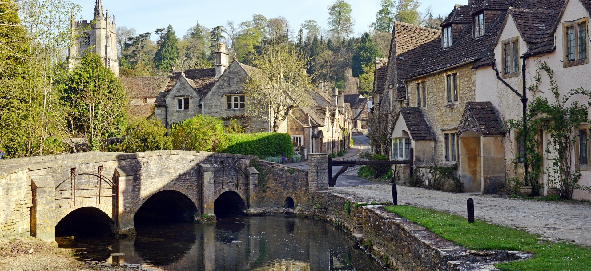 Cotswolds Village River Bridge Houses England