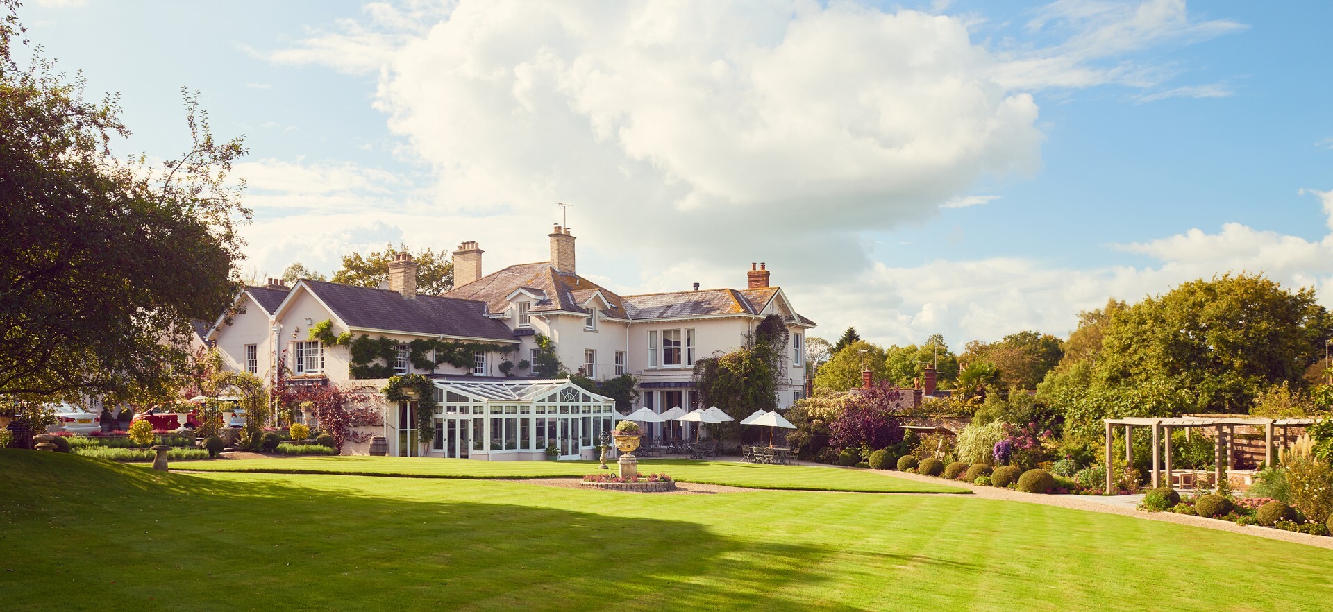 Summer Lodge Exterior View from the garden England