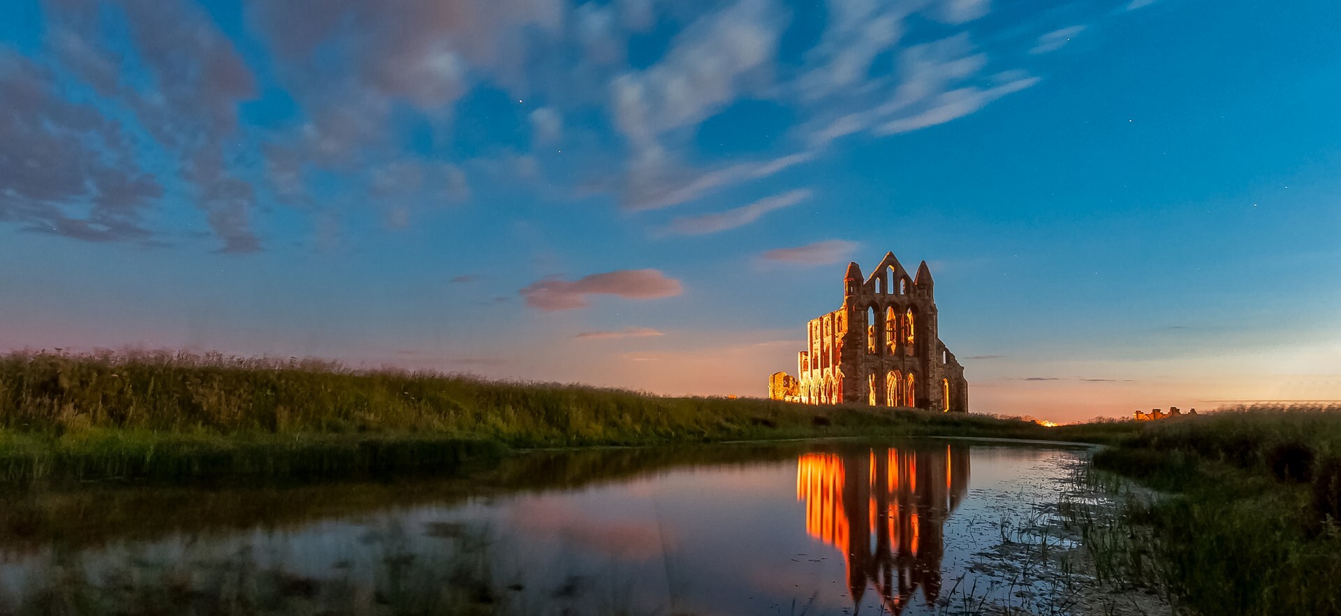 Yorkshire Moors Watch Abbey Derelict Sunset England