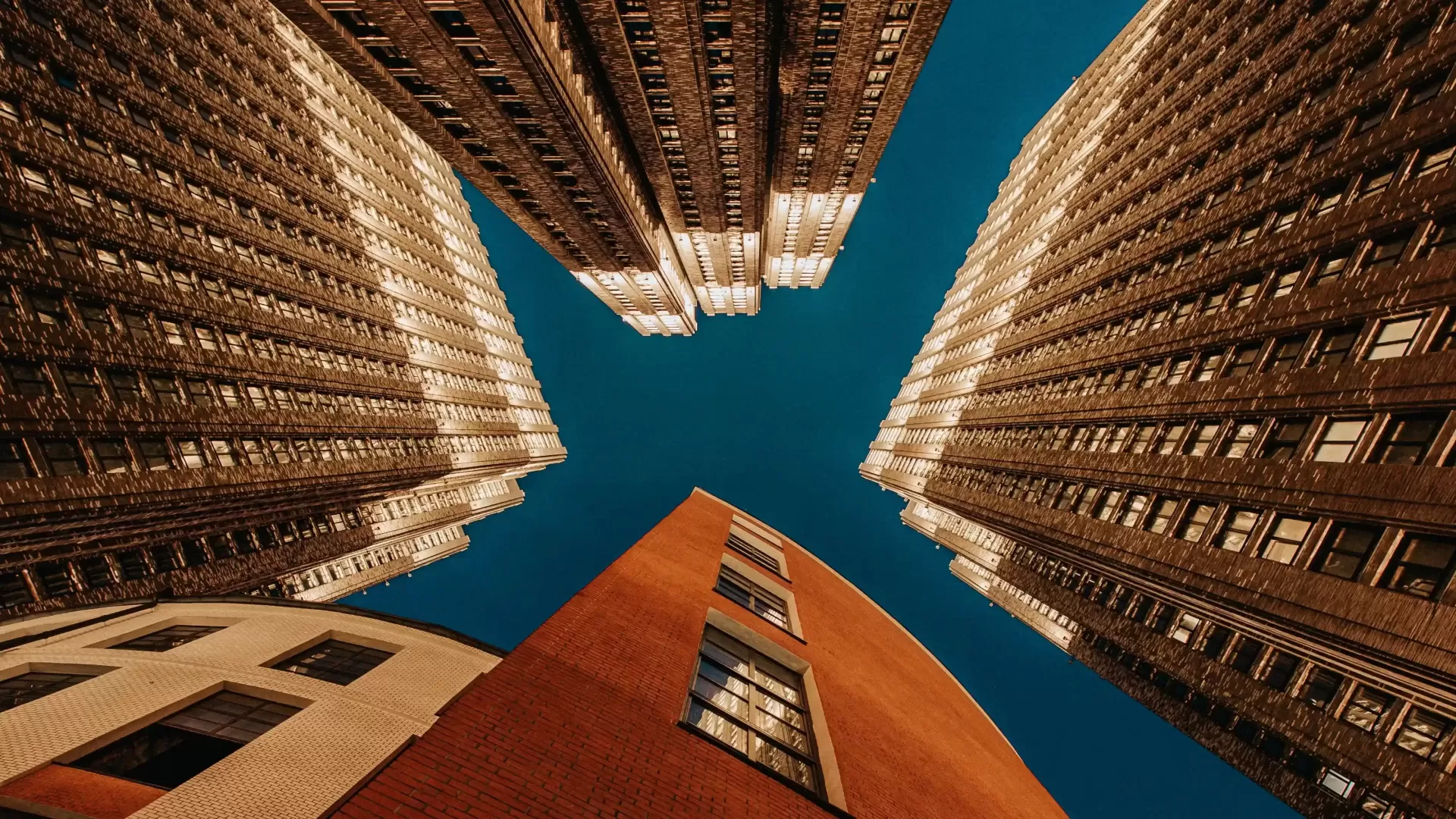 View of high rise buildings from below